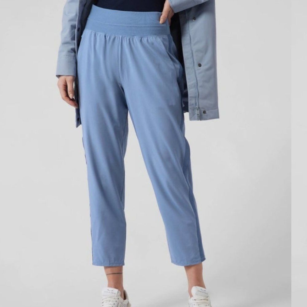 Athleta Light Blue Cropped Track Joggers